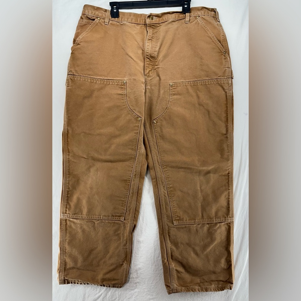 Carhartt Double Knee Pants Mens 42x30 (40x38) Beige Tan Loose Fit